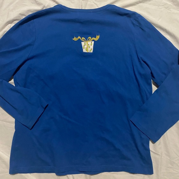 Dancing Santa & Reindeer Party Shirt Embellished Holiday Sz L Christmas Sweater - Picture 3 of 6